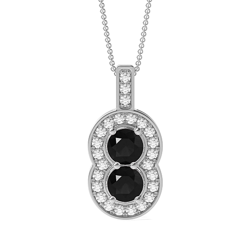 4 Prong Round Mirage luster Black Diamond Pendant Necklaces