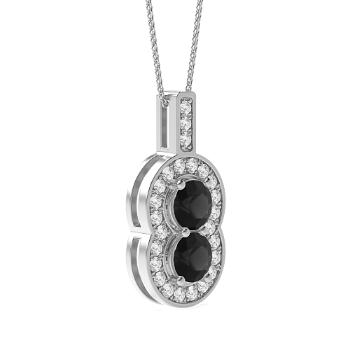 4 Prong Round Mirage luster Black Diamond Pendant Necklaces