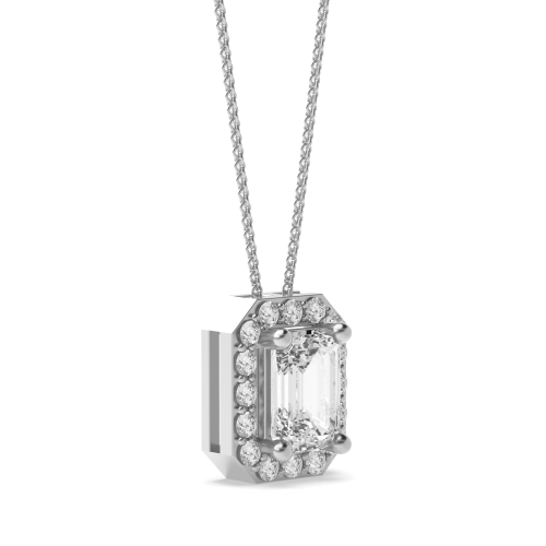 Sliding Halo Pear Shape Halo Diamond Pendant Necklace