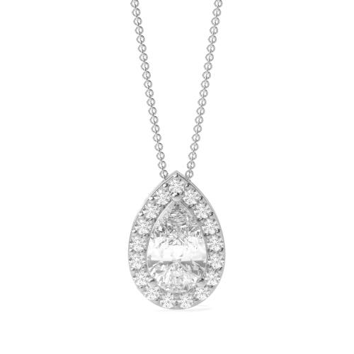 1 carat Sliding Halo Pear Shape Halo Diamond Pendant Necklace