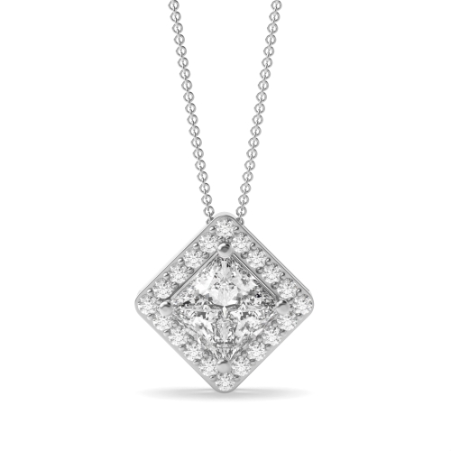 Sliding Halo Pear Shape Halo Diamond Pendant Necklace