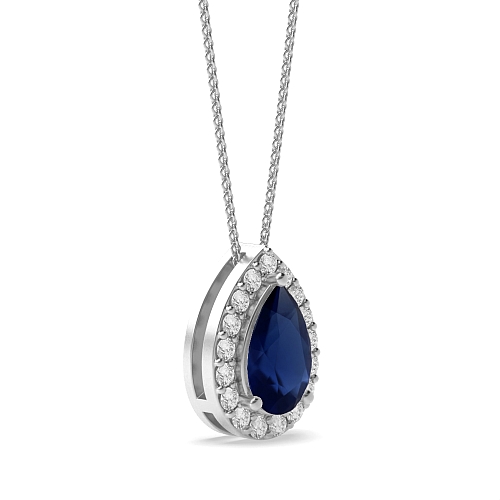 3 Prong Elegant Blue Sapphire Pendant Necklaces