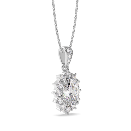 4 Prong Oval Star Dangling Moissanite Halo Pendant Necklace