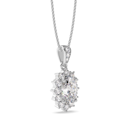 4 Prong Oval Star dangling Moissanite Halo Pendant Necklaces