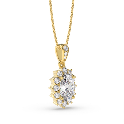 4 Prong Oval Yellow Gold Star dangling Halo Pendant Necklaces