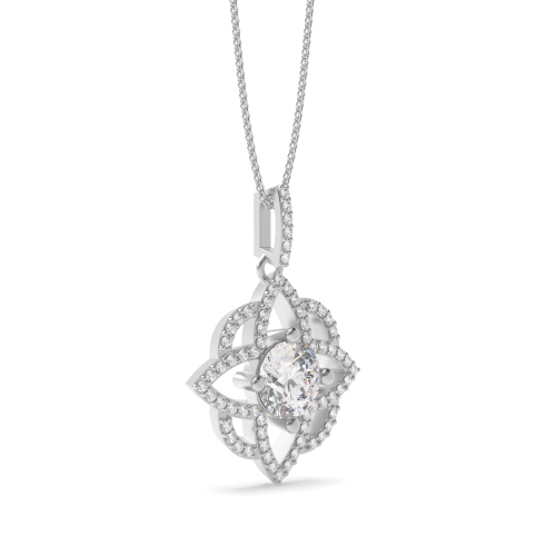 4 Prong Round Flower designer Designer Pendant Necklaces