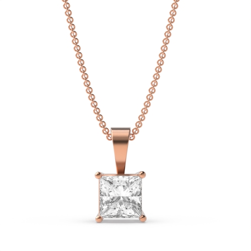 Classic Popular Style Princess Shape Solitaire Diamond Necklace