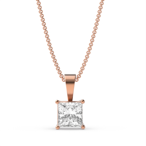 4 Prong Rose Gold elegant Solitaire Pendant Necklace