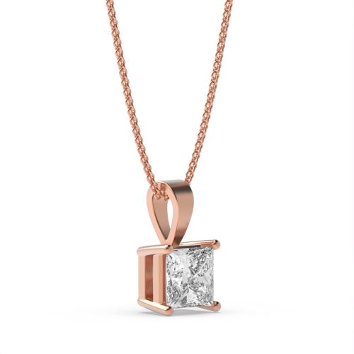 4 Prong Rose Gold elegant Solitaire Pendant Necklace