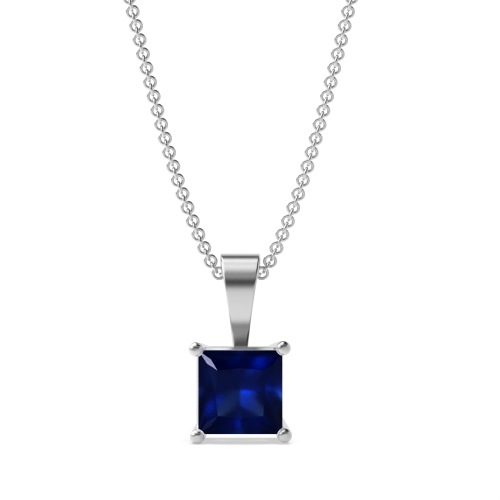 4 Prong elegant Blue Sapphire Solitaire Pendant Necklace