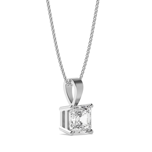 4 Prong Asscher Elegant solid bale Solitaire Pendant Necklaces