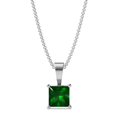 4 Prong Elegant solid bale Emerald Pendant Necklaces