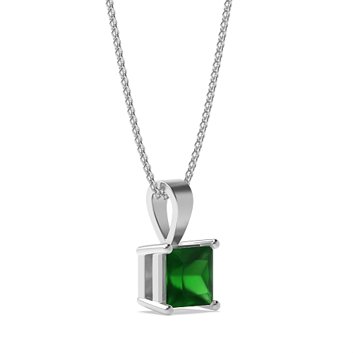 4 Prong Elegant solid bale Emerald Pendant Necklaces