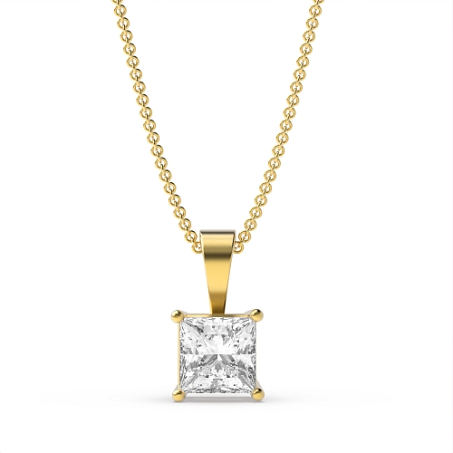 4 Prong Yellow Gold Elegant solid bale Pendant Necklaces