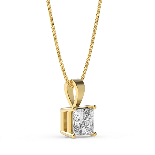 4 Prong Yellow Gold Elegant solid bale Pendant Necklaces