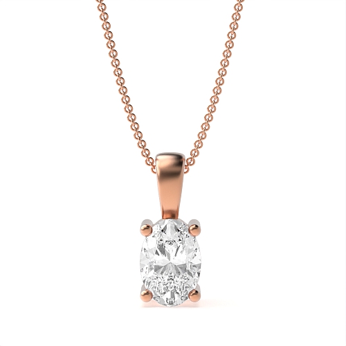 4 Prong Rose Gold classic solid bale Solitaire Pendant Necklace