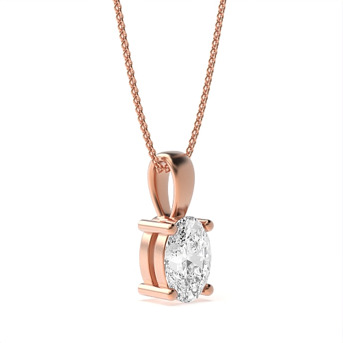 4 Prong Rose Gold classic solid bale Solitaire Pendant Necklace