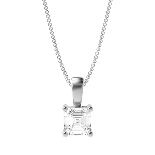4 Prong Asscher Classic solid bale Solitaire Pendant Necklaces