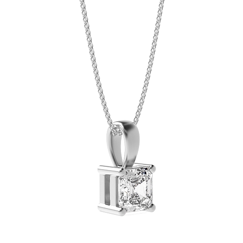 4 Prong Asscher Classic solid bale Solitaire Pendant Necklaces