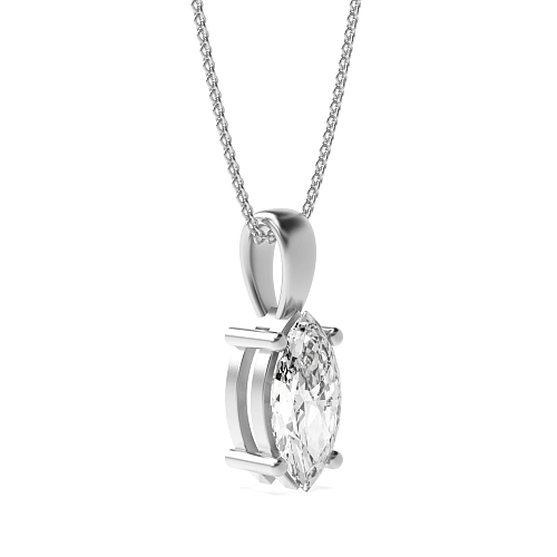 4 Prong Marquise Classic solid bale Pendant Necklaces