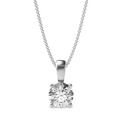 4 Prong Round classic solid bale Solitaire Pendant Necklace