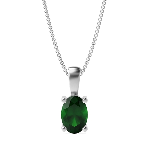 4 Prong Classic solid bale Emerald Pendant Necklaces