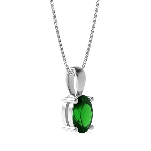 4 Prong Classic solid bale Emerald Pendant Necklaces