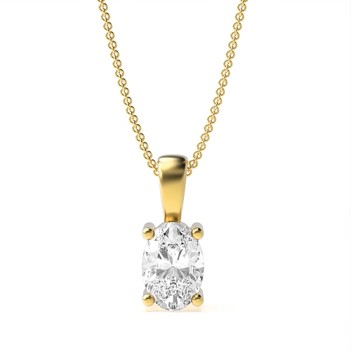4 Prong Yellow Gold Classic solid bale Pendant Necklaces