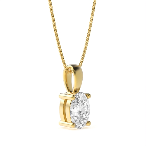 4 Prong Yellow Gold Classic solid bale Pendant Necklaces