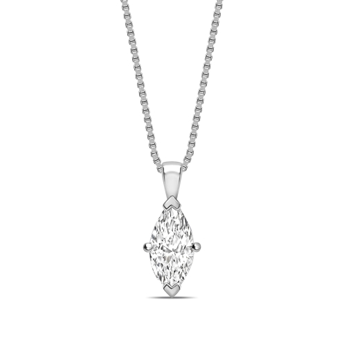 4 Prong Marquise Solitaire Pendant Necklaces