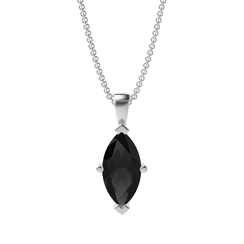 4 Prong Marquise Nebula Black Diamond Pendant Necklaces