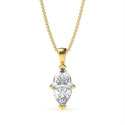 4 Prong Marquise Yellow Gold Nebula Pendant Necklaces