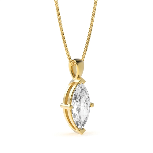4 Prong Marquise Yellow Gold Nebula Pendant Necklaces