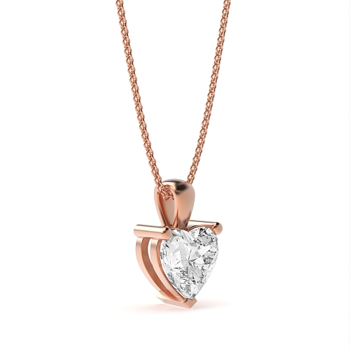 Prong Heart Rose Gold Solid bale Pendant Necklaces