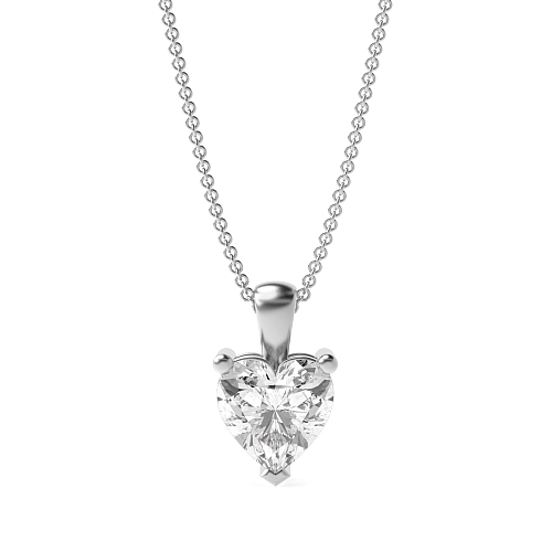 Prong Heart Solid bale Pendant Necklaces