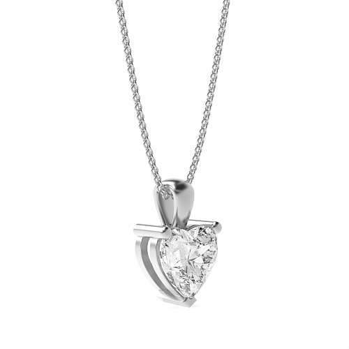 Prong Heart Solid bale Pendant Necklaces