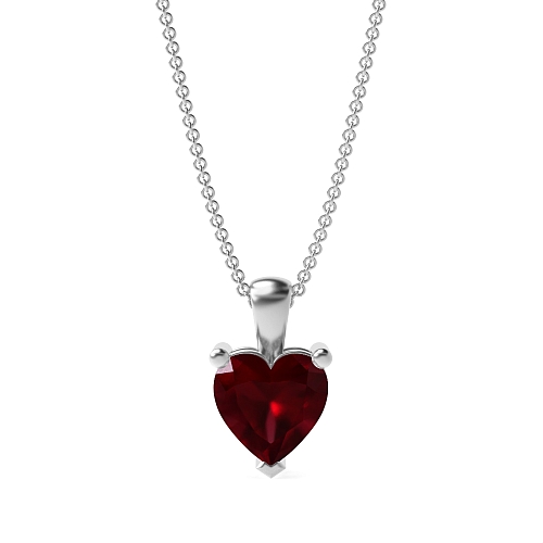 Prong Heart Solid bale Ruby Pendant Necklaces