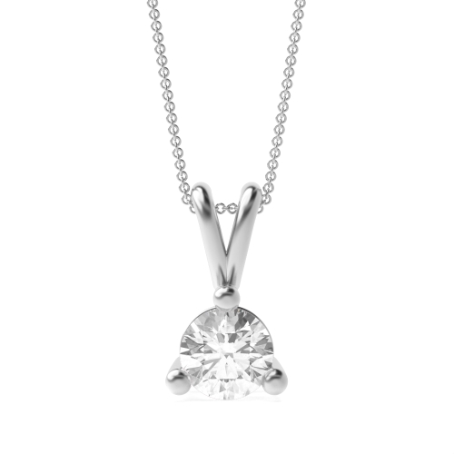 V Bale  Round Shape Solitaire Diamond Necklace
