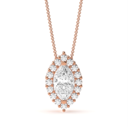 3 Prong Marquise Rose Gold Sliding Pendant Necklaces