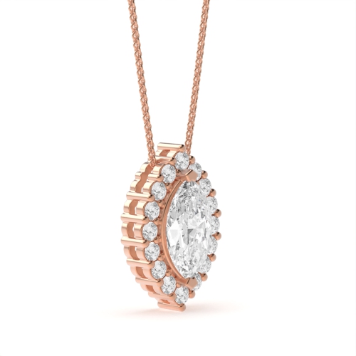 3 Prong Marquise Rose Gold Sliding Pendant Necklaces