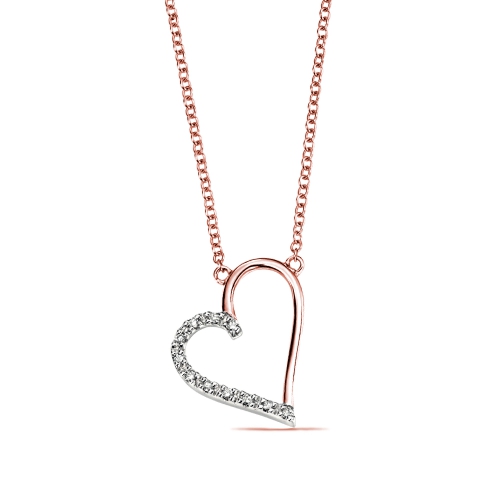 Open Heart With Pave Set Diamonds Necklace Pendant (50mm X 17mm)