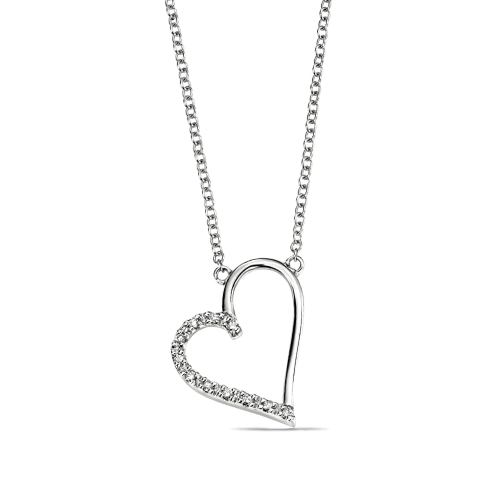 Open Heart With Pave Set Moissanites Necklace Pendant (50Mm X 17Mm)
