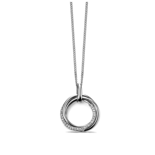 Pave Set Open Circle Diamond Necklace (20mm X 16mm)