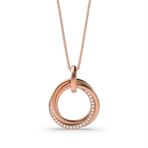4 Prong Round Rose Gold Open Pendant Necklaces