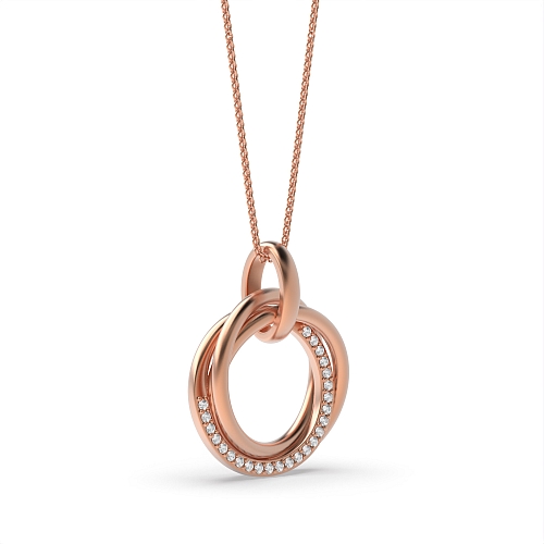 4 Prong Round Rose Gold Open Pendant Necklaces