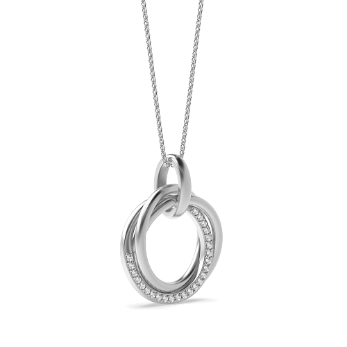 4 Prong Round Silver Open Circle Pendant Necklaces