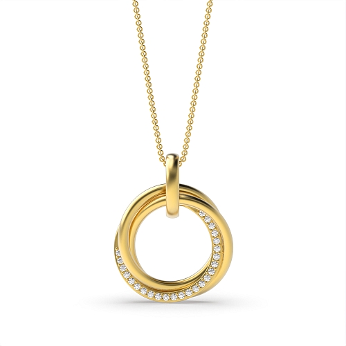 4 Prong Round Yellow Gold Open Pendant Necklaces