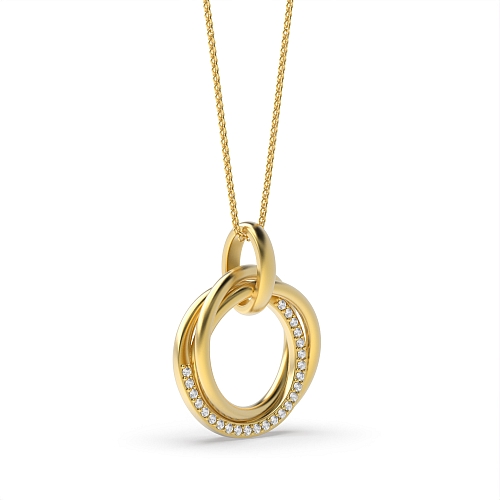 4 Prong Round Yellow Gold Open Pendant Necklaces