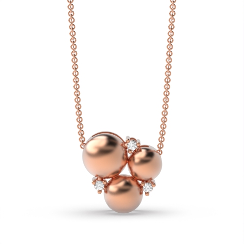 3 Prong Round Rose Gold Three circle Pendant Necklaces