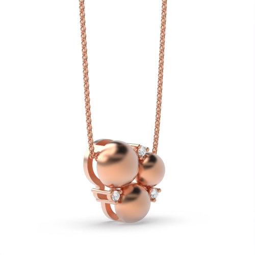 3 Prong Round Rose Gold Three circle Pendant Necklaces